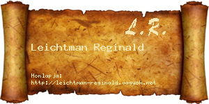 Leichtman Reginald névjegykártya